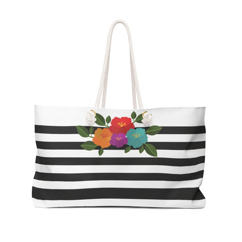 Flower Stripe Tote Bag